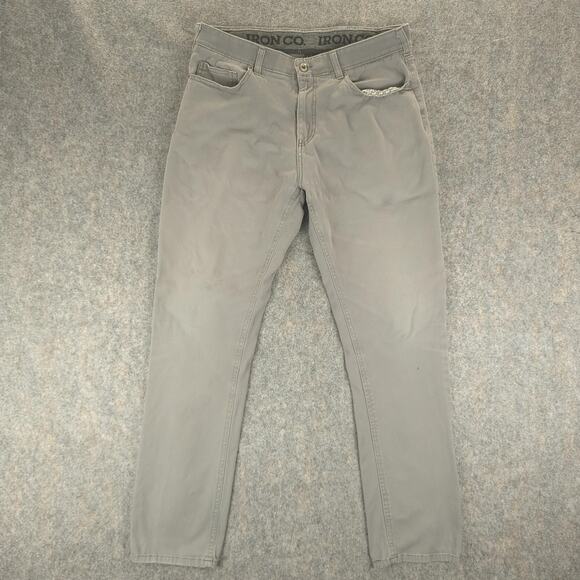 Iron Co Pants Mens 34x32 Gray Straight Fit Stretch Casual Chinos Classic - Picture 1 of 9